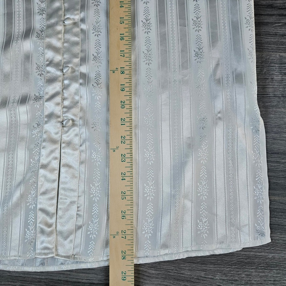 Vintage Victorias Secret Gold Label Pajama 2 Pc Set Ivory Satin Floral Stripe M - Picture 8 of 14